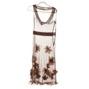 Lela Rose Brown Floral Midi Dress